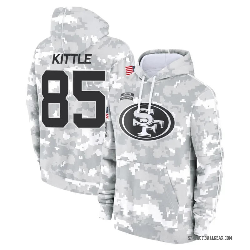 George Kittle Men's Camo San Francisco 49ers Arctic 2024 Salute to Service Club Fleece Pullover Hoodie