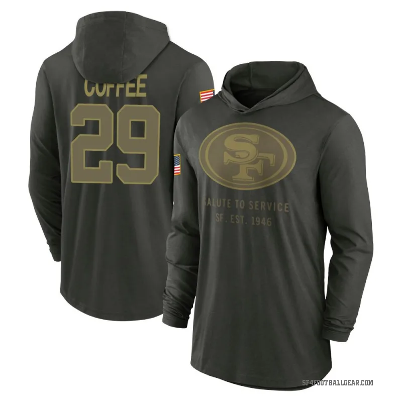 Glen Coffee Youth Coffee San Francisco 49ers Forest/Green 2025 Salute to Service Sideline Lightweight Hooded Pullover Long Sleev