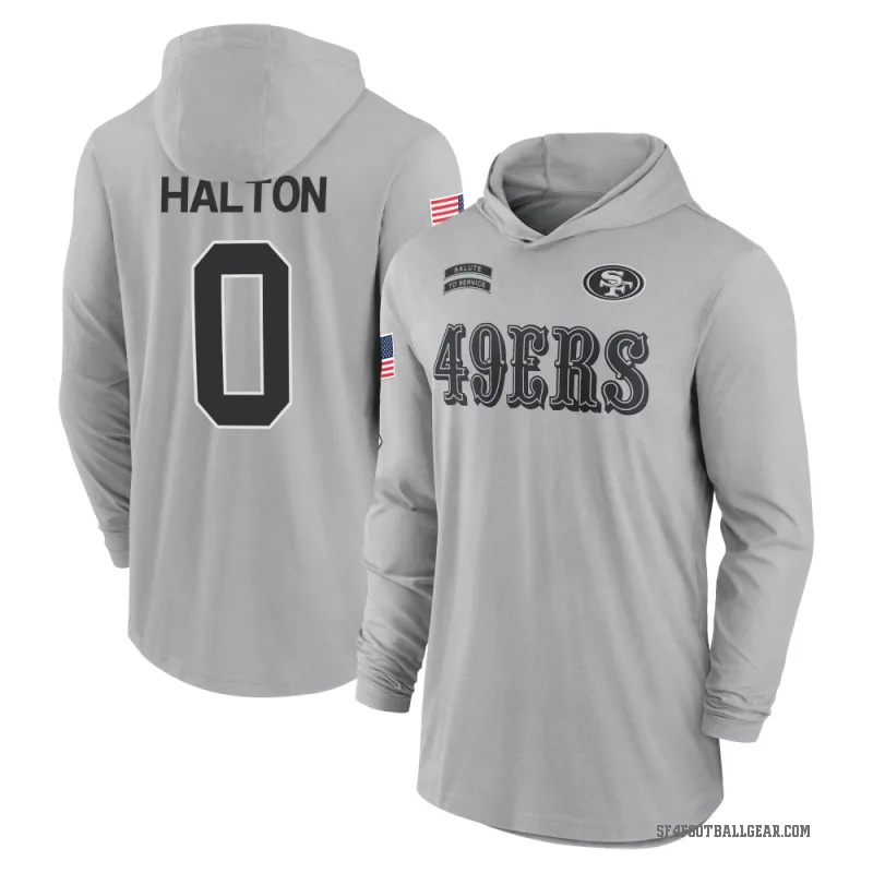 Gracen Halton Youth Gray San Francisco 49ers 2024 Salute to Service Lightweight Performance Long Sleeve Hooded T-Shirt