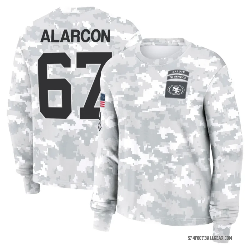 Isaac Alarcon Women's Camo San Francisco 49ers Arctic 2024 Salute to Service Long Sleeve T-Shirt