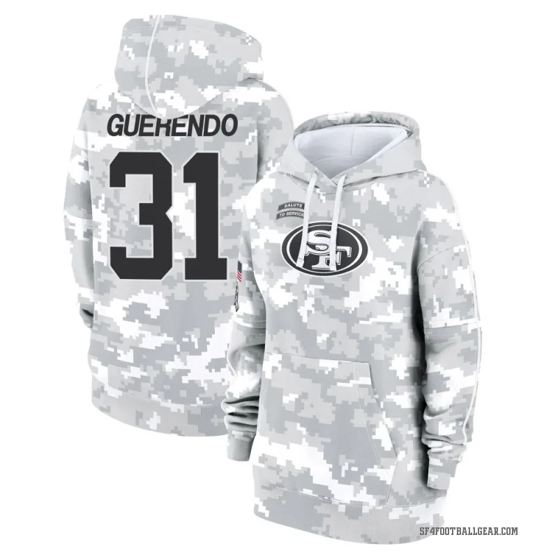 Isaac Guerendo Women's Camo San Francisco 49ers Arctic 2024 Salute to Service Club Fleece Pullover Hoodie