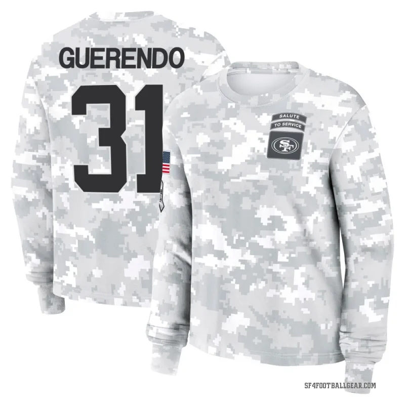 Isaac Guerendo Women's Camo San Francisco 49ers Arctic 2024 Salute to Service Long Sleeve T-Shirt