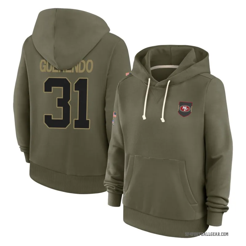 Isaac Guerendo Women's Olive San Francisco 49ers 2025 Salute to Service Hoodie