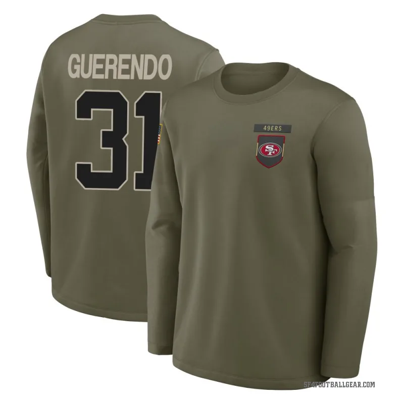 Isaac Guerendo Youth Olive San Francisco 49ers 2025 Salute to Service Sideline Coaches Long Sleeve T-Shirt