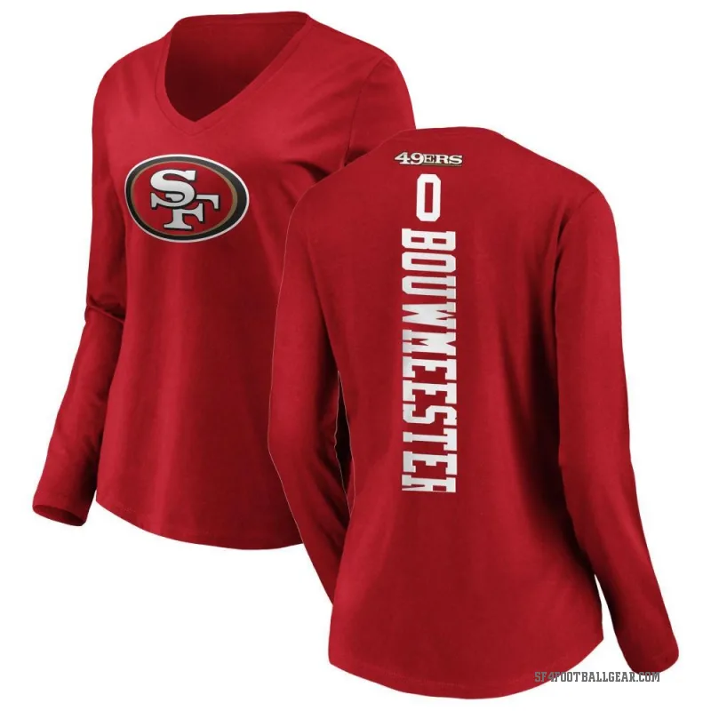 Jack Bouwmeester Women's Red San Francisco 49ers Backer Slim Fit Long Sleeve T-Shirt -