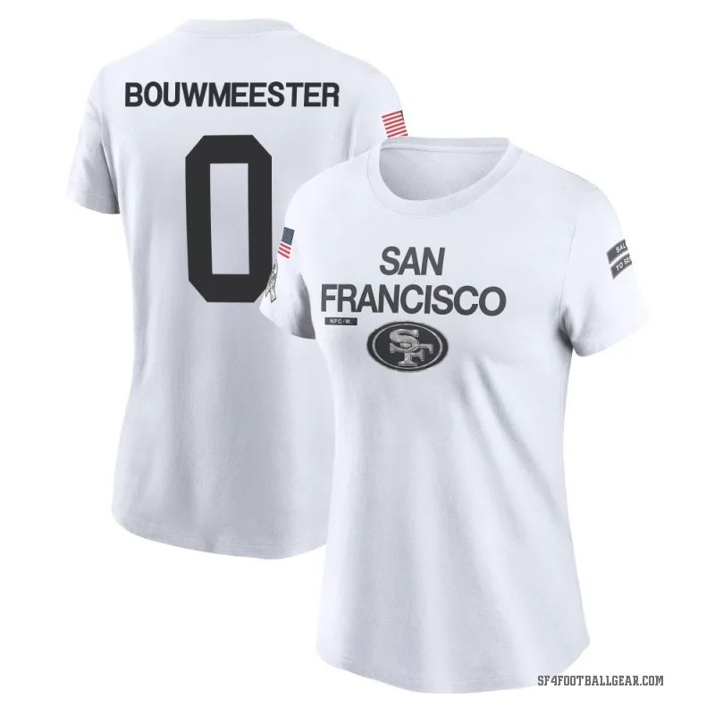 Jack Bouwmeester Women's White San Francisco 49ers 2024 Salute to Service Performance T-Shirt