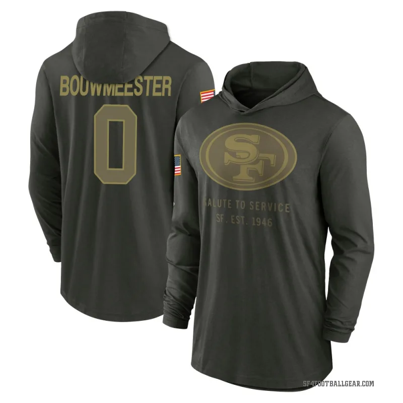 Jack Bouwmeester Youth Green San Francisco 49ers Forest/ 2025 Salute to Service Sideline Lightweight Hooded Pullover Long Sleeve