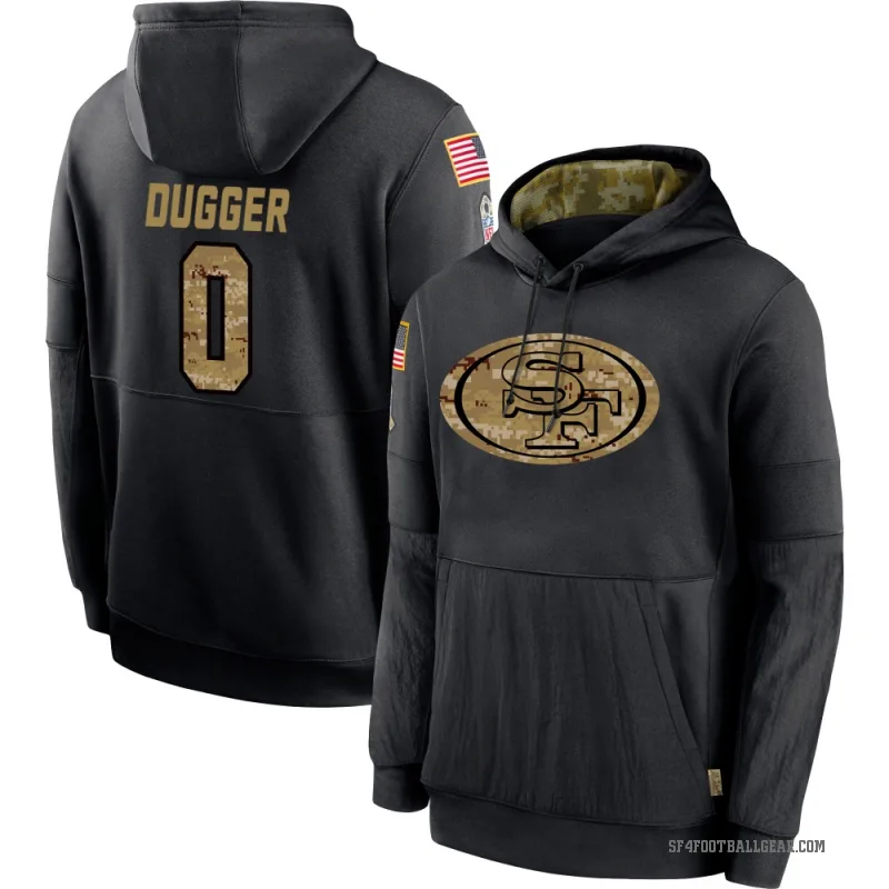Jaden Dugger Men's Black San Francisco 49ers 2020 Salute to Service Sideline Performance Pullover Hoodie