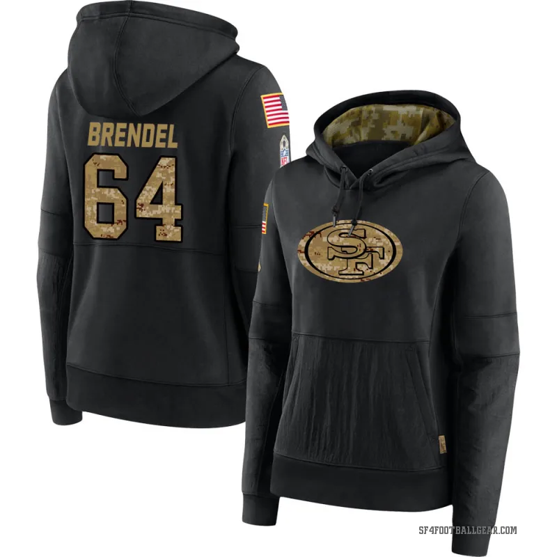 Jake Brendel Women's Black San Francisco 49ers 2020 Salute to Service Sideline Performance Pullover Hoodie
