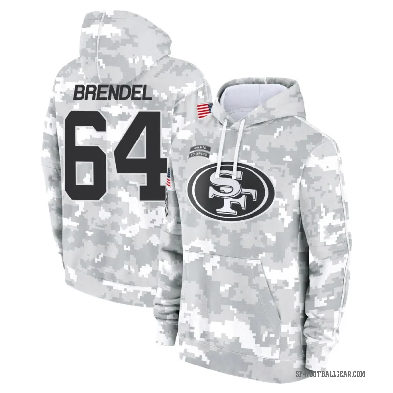 Jake Brendel Youth Camo San Francisco 49ers Arctic 2024 Salute to Service Club Fleece Pullover Hoodie