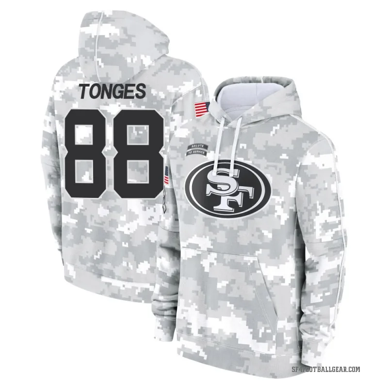 Jake Tonges Men's Camo San Francisco 49ers Arctic 2024 Salute to Service Club Fleece Pullover Hoodie