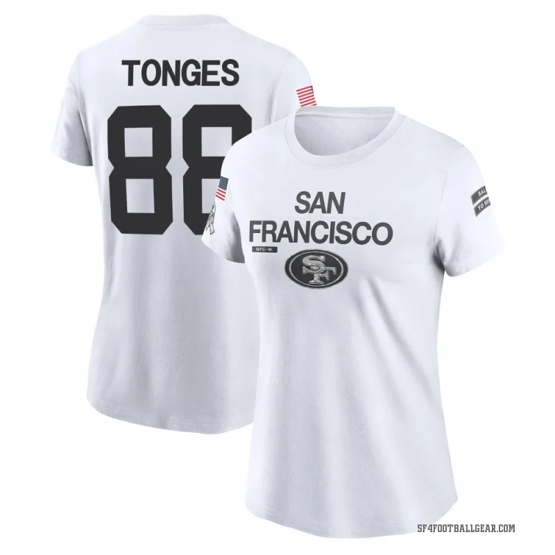 Jake Tonges Women's White San Francisco 49ers 2024 Salute to Service Performance T-Shirt
