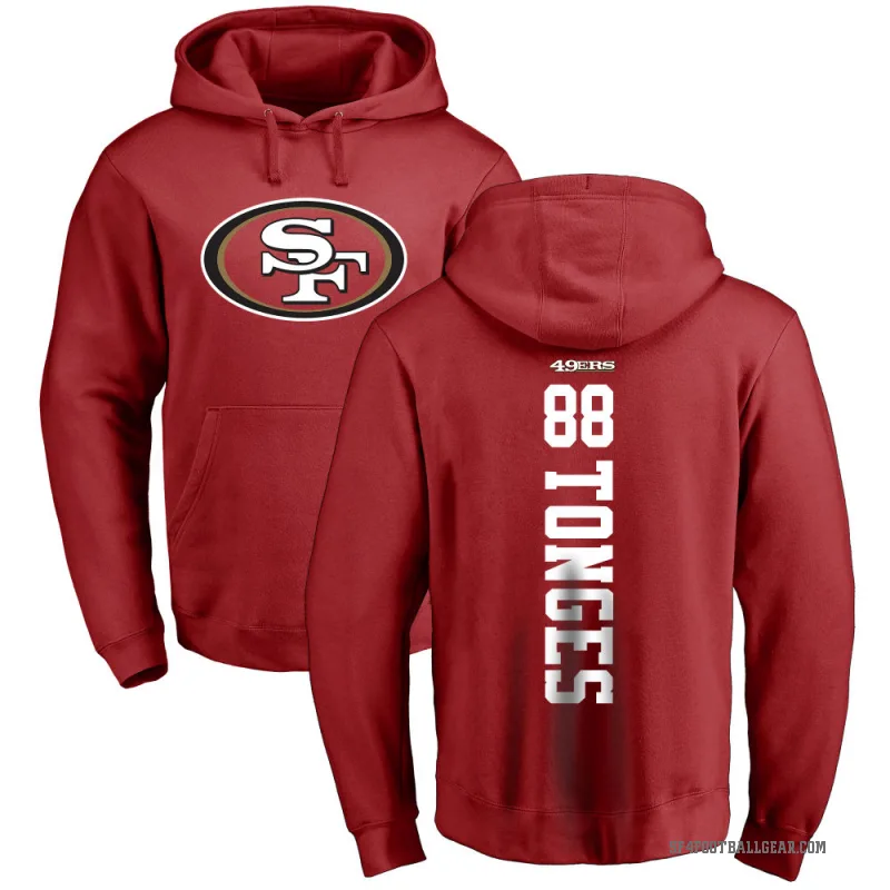 Jake Tonges Youth Red San Francisco 49ers Pro Line Backer Pullover Hoodie