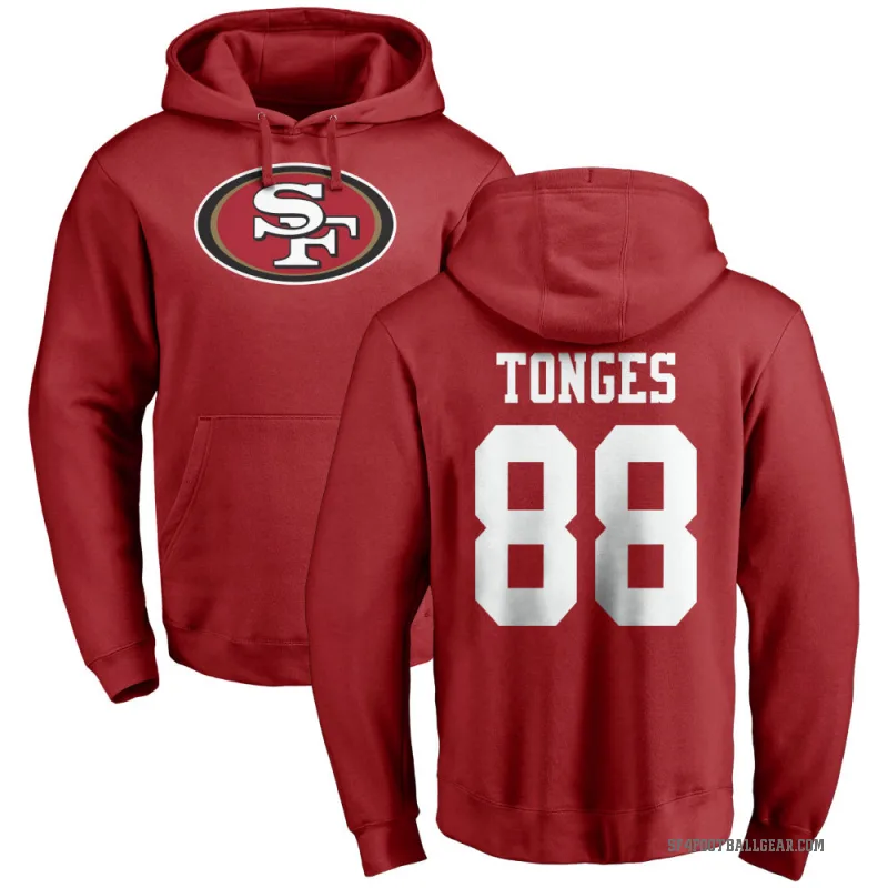 Jake Tonges Youth Red San Francisco 49ers Pro Line Logo Pullover Hoodie