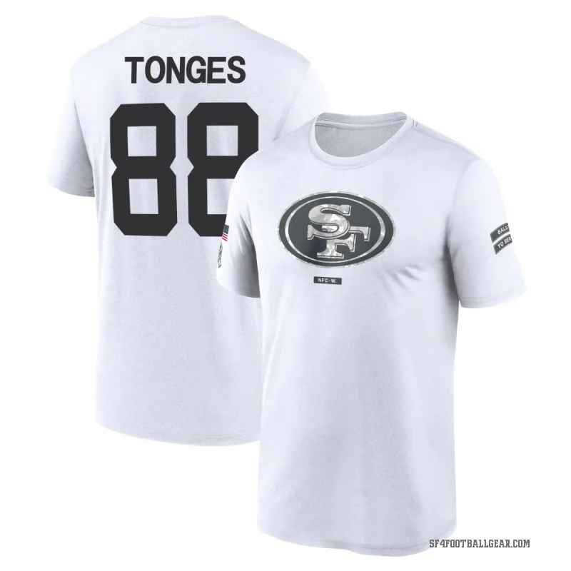 Jake Tonges Youth White San Francisco 49ers 2024 Salute to Service Performance T-Shirt