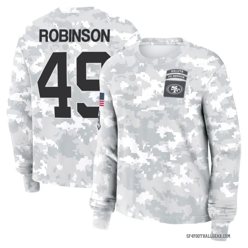 Jakob Robinson Women's Camo San Francisco 49ers Arctic 2024 Salute to Service Long Sleeve T-Shirt