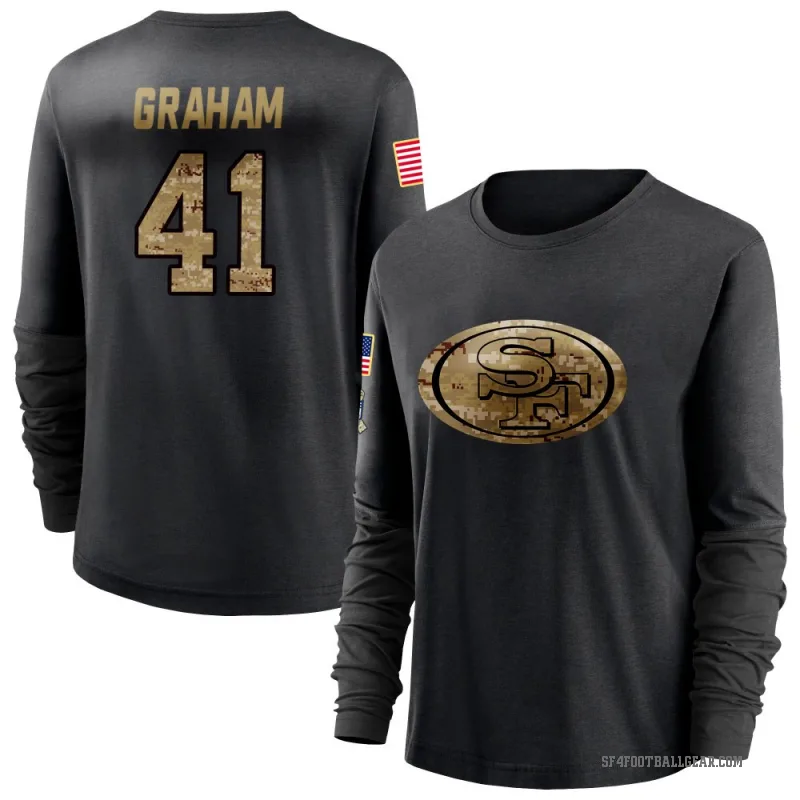Jalen Graham Women's Black San Francisco 49ers 2020 Salute To Service Sideline Performance Long Sleeve T-Shirt