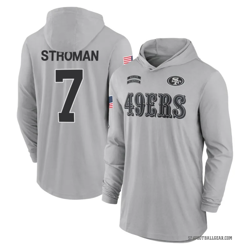 Jalen Stroman Men's Gray San Francisco 49ers 2024 Salute to Service Lightweight Performance Long Sleeve Hooded T-Shirt