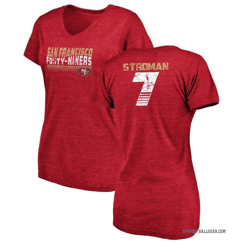 Jalen Stroman Women's Red San Francisco 49ers Retro V-Neck T-Shirt -