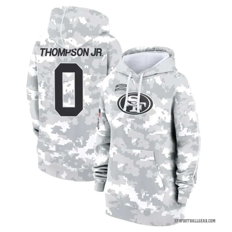 James Thompson Jr. Women's Camo San Francisco 49ers Arctic 2024 Salute to Service Club Fleece Pullover Hoodie