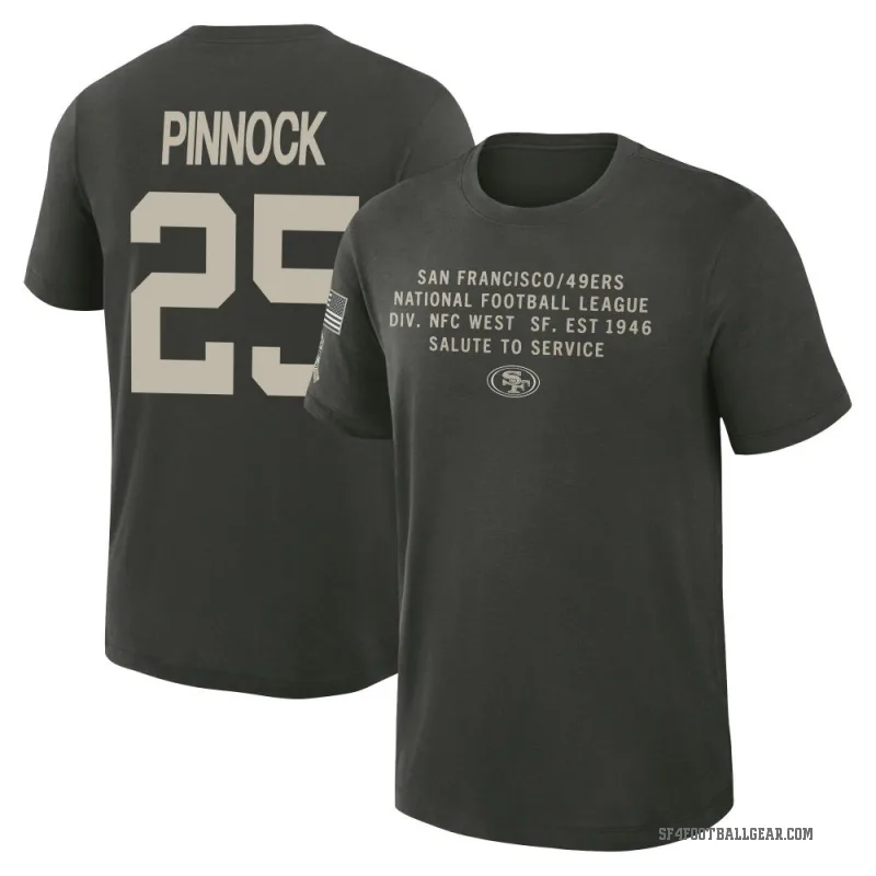 Jason Pinnock Men's Green San Francisco 49ers Dark/ 2025 Salute to Service Sideline Slub T-Shirt
