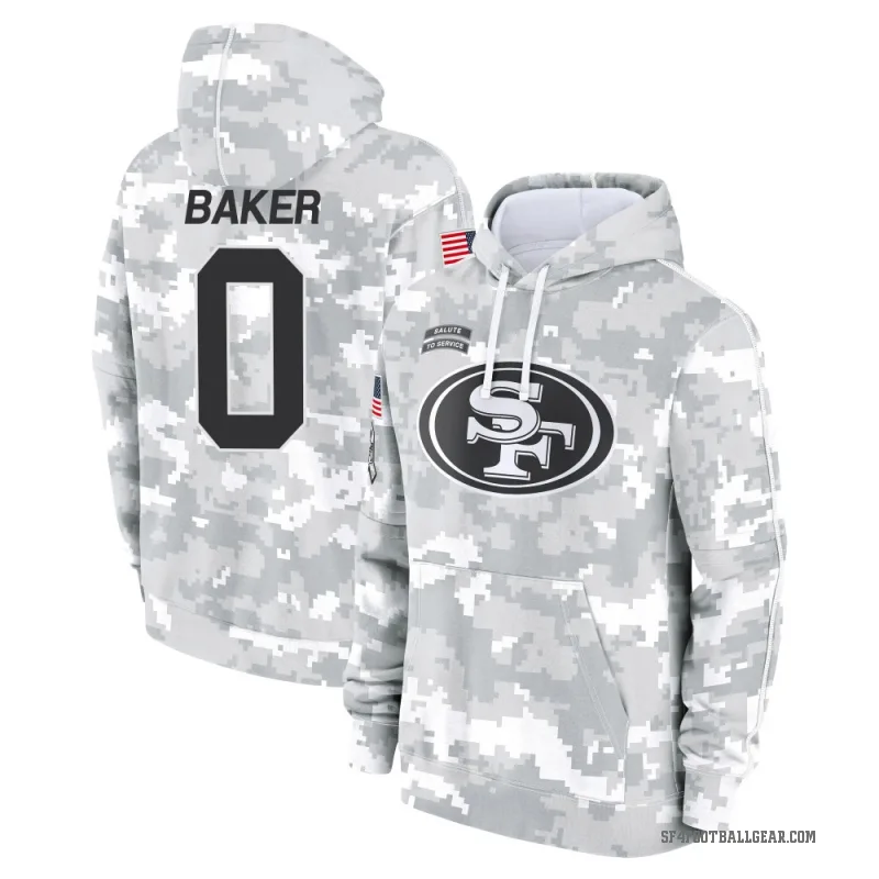 Javon Baker Youth Camo San Francisco 49ers Arctic 2024 Salute to Service Club Fleece Pullover Hoodie