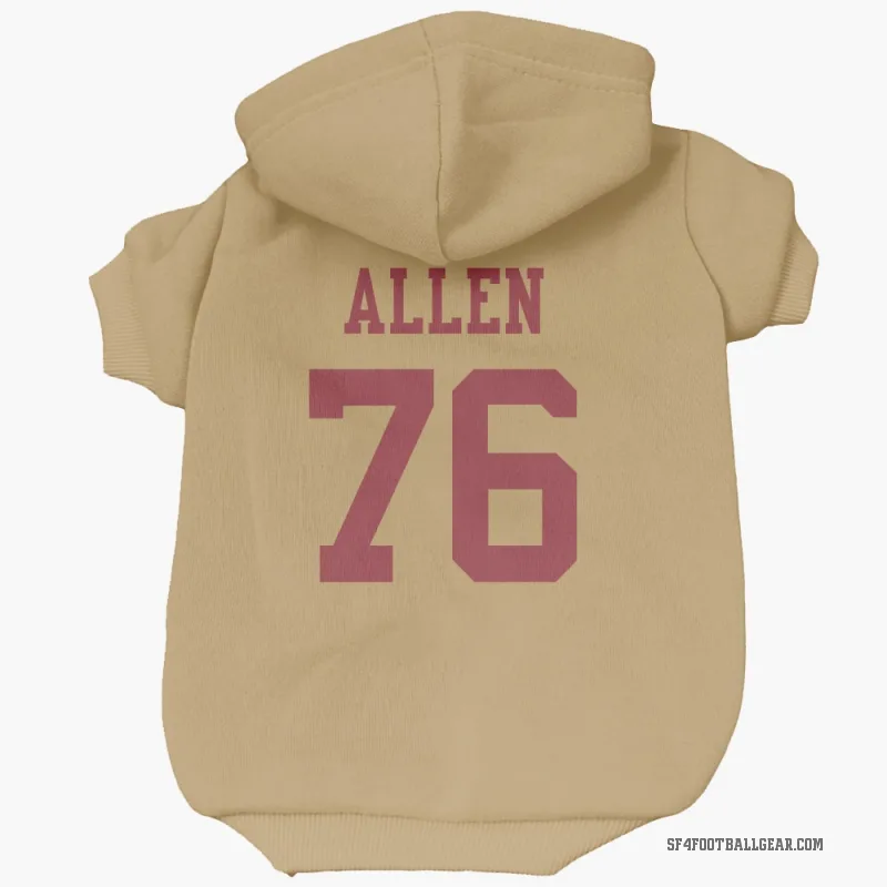 Jaylon Allen  Gold San Francisco 49ers  Cat & Dog Pet Hoodie