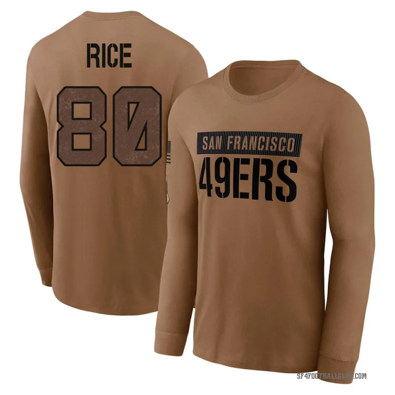 Jerry Rice Men's Brown San Francisco 49ers 2023 Salute To Service Long Sleeve T-Shirt