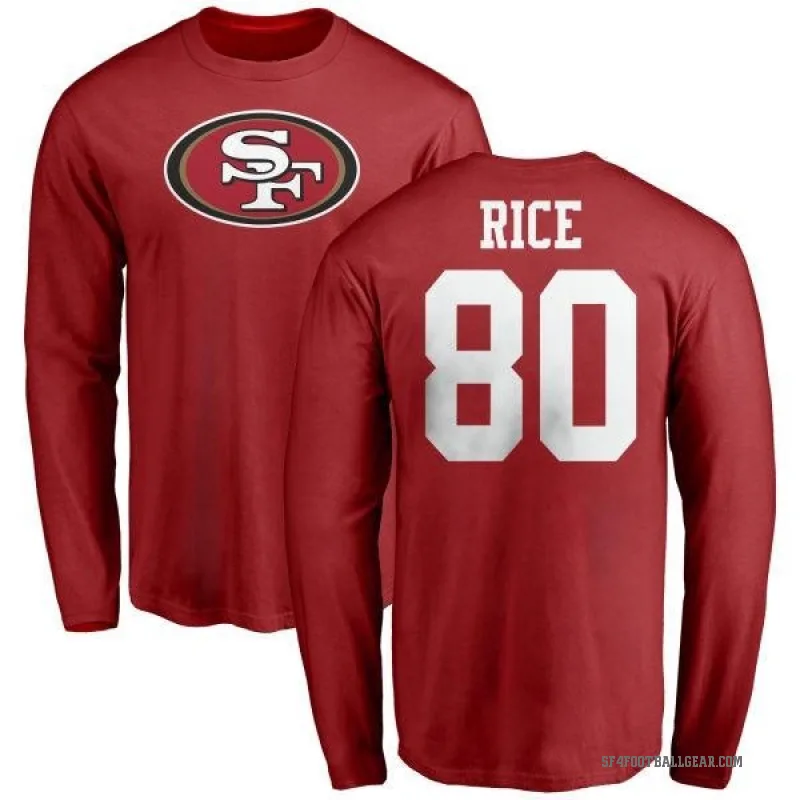 Jerry Rice Men's Red San Francisco 49ers Logo Long Sleeve T-Shirt -