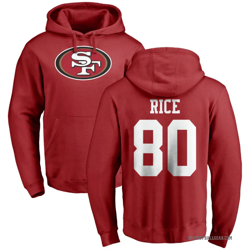 Jerry Rice Men's Red San Francisco 49ers Pro Line Logo Pullover Hoodie