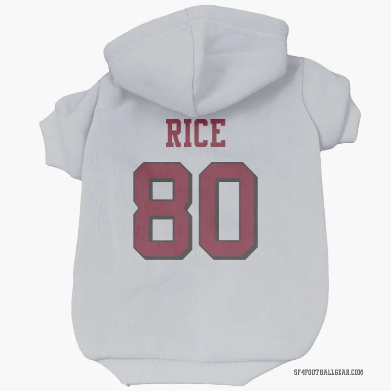 Jerry Rice  White San Francisco 49ers  Rush Cat & Dog Pet Hoodie