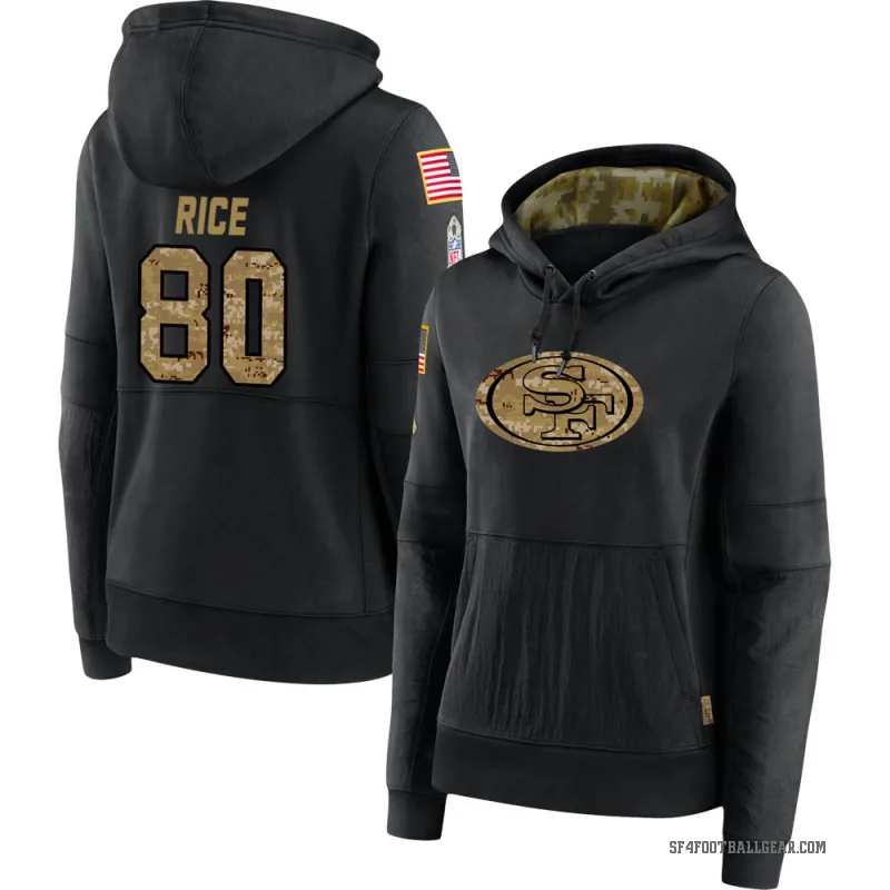 Jerry Rice Women's Black San Francisco 49ers 2020 Salute to Service Sideline Performance Pullover Hoodie