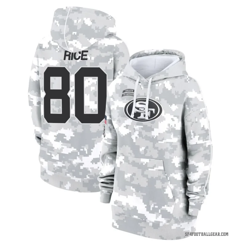 Jerry Rice Women's Camo San Francisco 49ers Arctic 2024 Salute to Service Club Fleece Pullover Hoodie