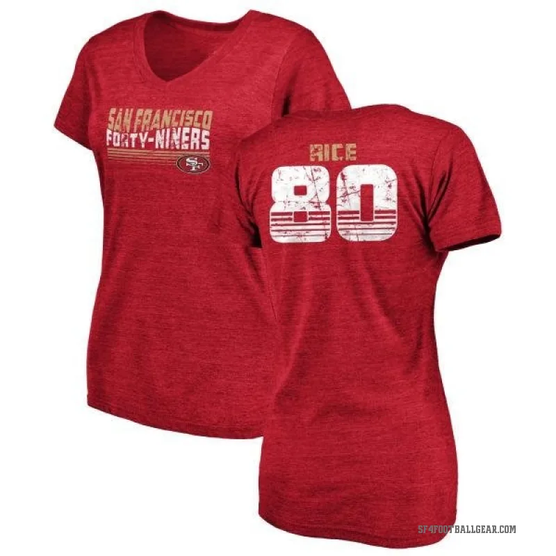 Jerry Rice Women's Red San Francisco 49ers Retro V-Neck T-Shirt -