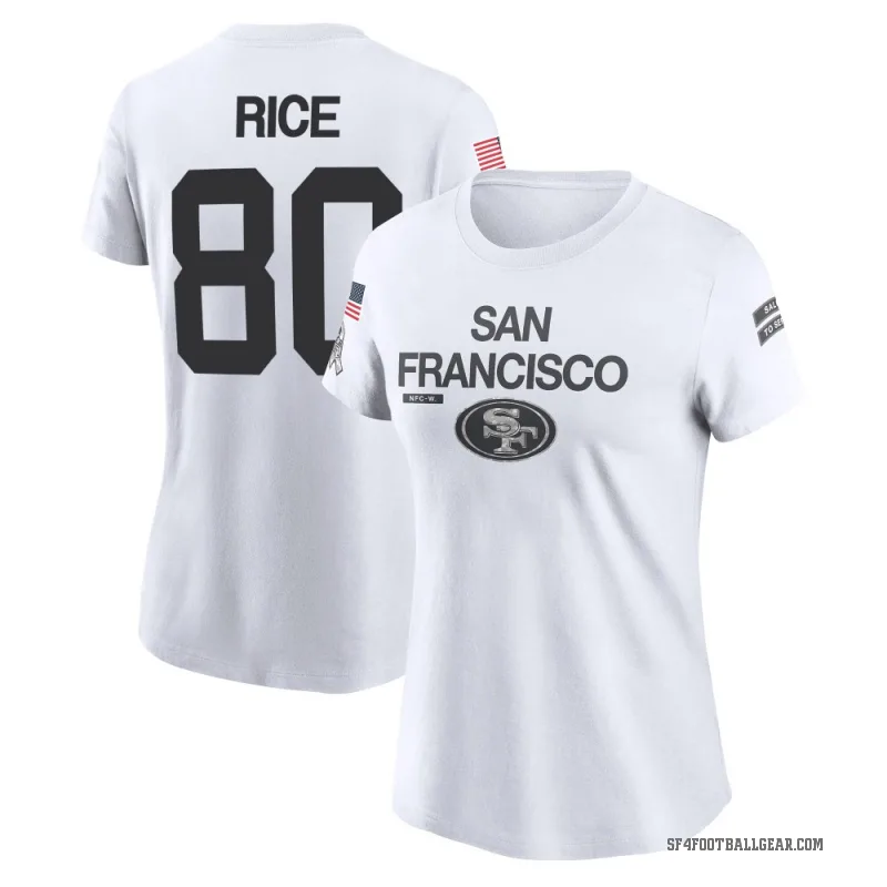 Jerry Rice Women's White San Francisco 49ers 2024 Salute to Service Performance T-Shirt