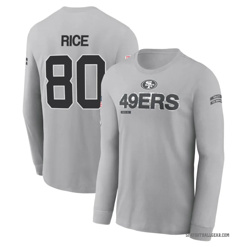 Jerry Rice Youth Gray San Francisco 49ers 2024 Salute to Service Long Sleeve T-Shirt