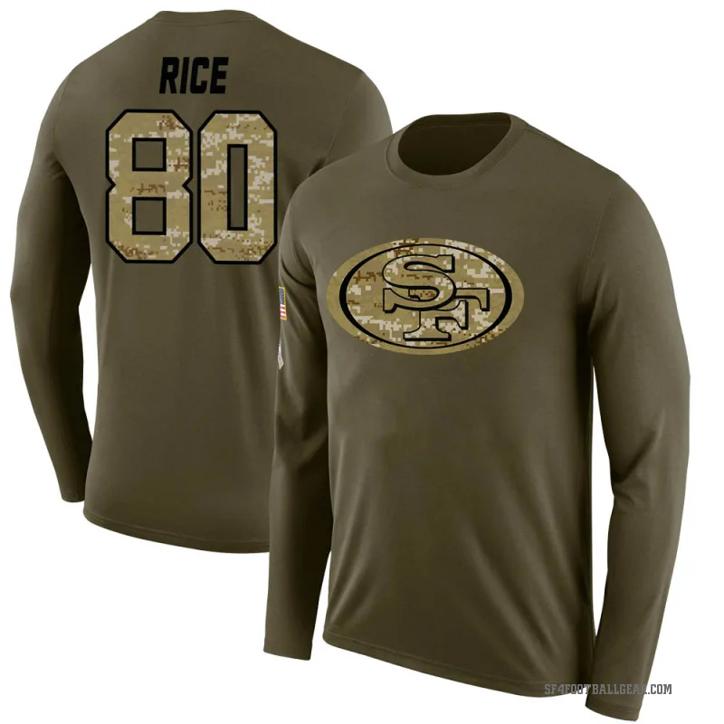 Jerry Rice Youth Olive San Francisco 49ers Salute to Service Sideline Long Sleeve T-Shirt