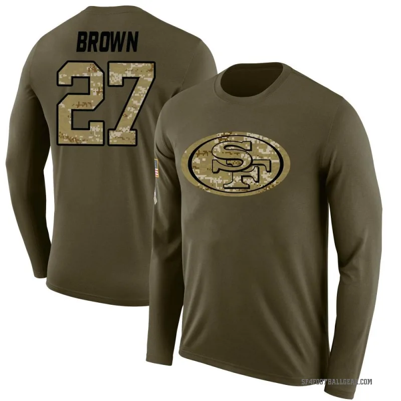 Ji'Ayir Brown Men's Brown San Francisco 49ers Salute to Service Sideline Olive Long Sleeve T-Shirt