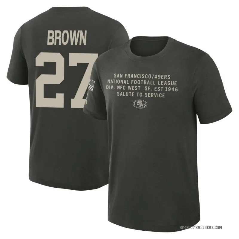 Ji'Ayir Brown Men's Green San Francisco 49ers Dark/ 2025 Salute to Service Sideline Slub T-Shirt