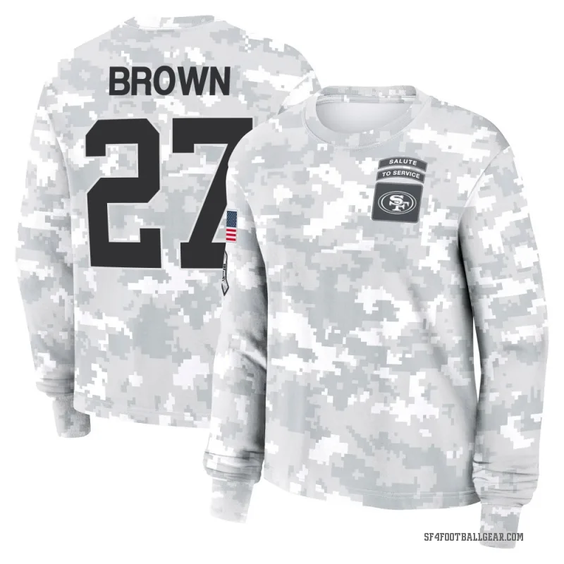 Ji'Ayir Brown Women's Brown San Francisco 49ers Arctic Camo 2024 Salute to Service Long Sleeve T-Shirt