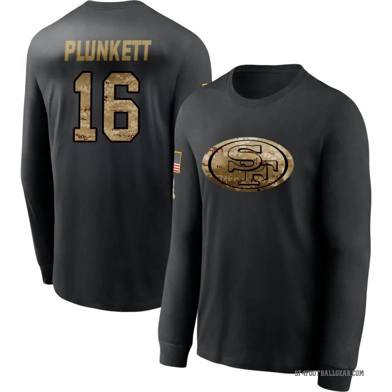 Jim Plunkett Men's Black San Francisco 49ers 2020 Salute To Service Sideline Performance Long Sleeve T-Shirt