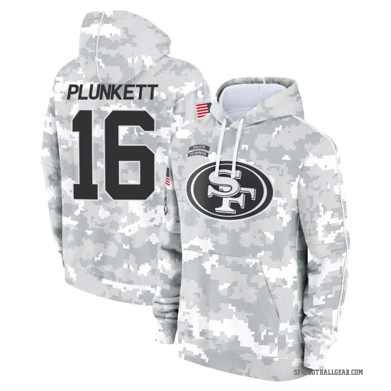Jim Plunkett Men's Camo San Francisco 49ers Arctic 2024 Salute to Service Club Fleece Pullover Hoodie