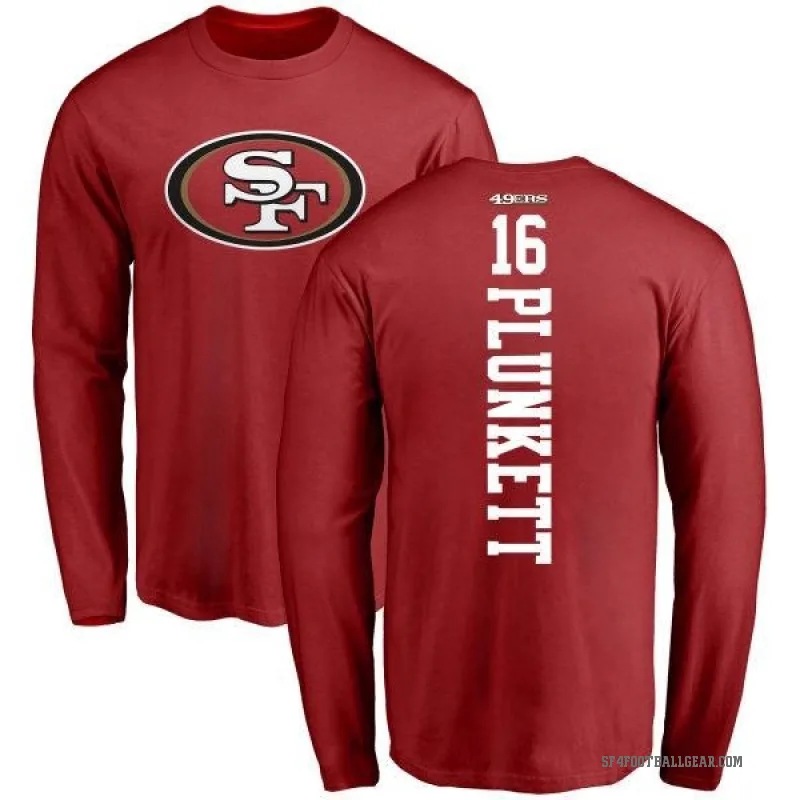 Jim Plunkett Men's Red San Francisco 49ers Backer Long Sleeve T-Shirt -