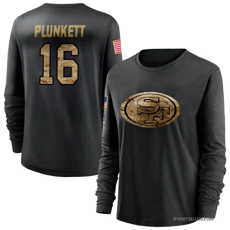 Jim Plunkett Women's Black San Francisco 49ers 2020 Salute To Service Sideline Performance Long Sleeve T-Shirt