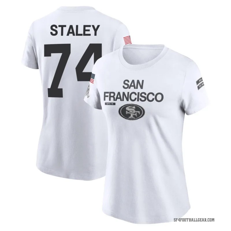 Joe Staley Women's White San Francisco 49ers 2024 Salute to Service Performance T-Shirt