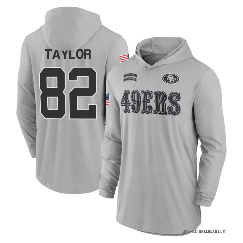 John Taylor Men's Gray San Francisco 49ers 2024 Salute to Service Lightweight Performance Long Sleeve Hooded T-Shirt