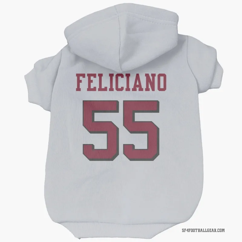 Jon Feliciano  White San Francisco 49ers  Rush Cat & Dog Pet Hoodie