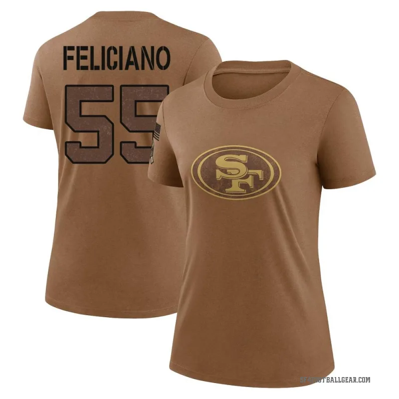 Jon Feliciano Women's Brown San Francisco 49ers 2023 Salute To Service Performance T-Shirt