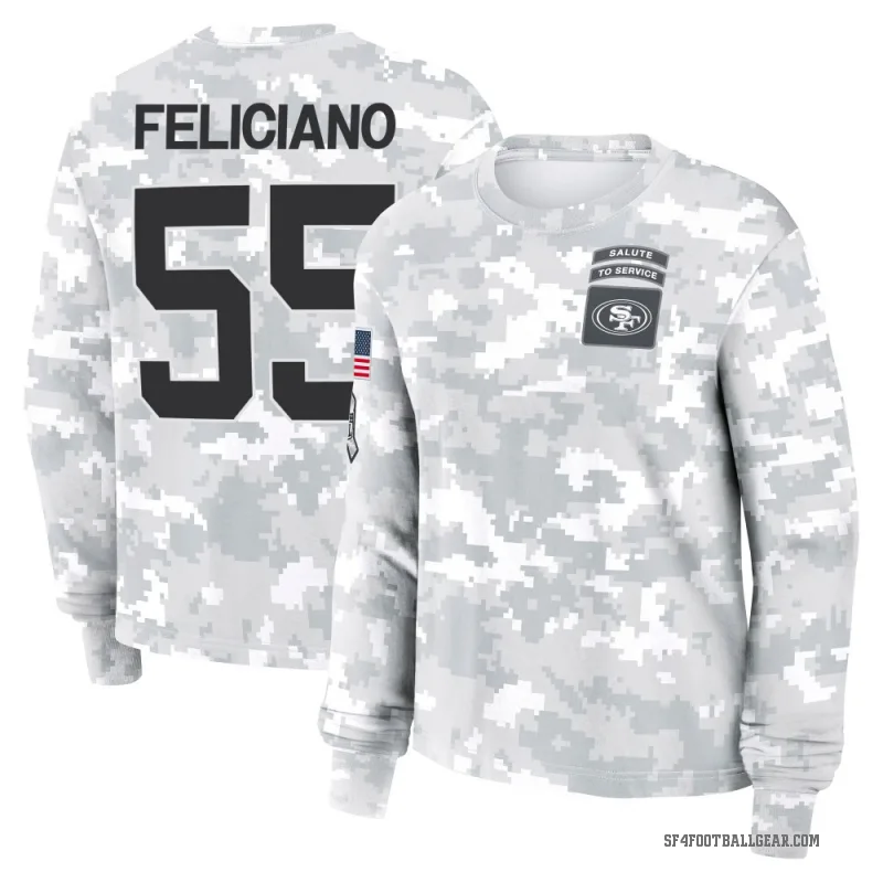 Jon Feliciano Women's Camo San Francisco 49ers Arctic 2024 Salute to Service Long Sleeve T-Shirt