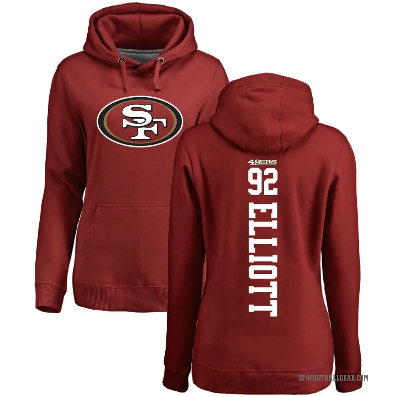 Jordan Elliott Women's Red San Francisco 49ers Pro Line Backer Pullover Hoodie